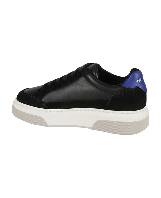 Ferragamo 'cassina' Black Leather Blend Sneakers