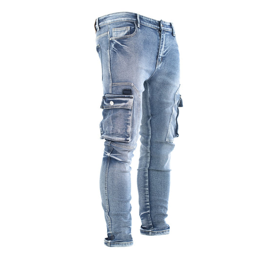 Men’s Light Wash Cargo Jeans