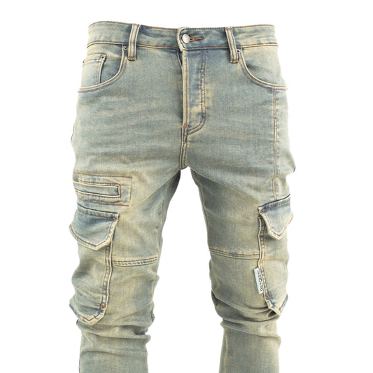 Light Wash Cargo Denim Jeans