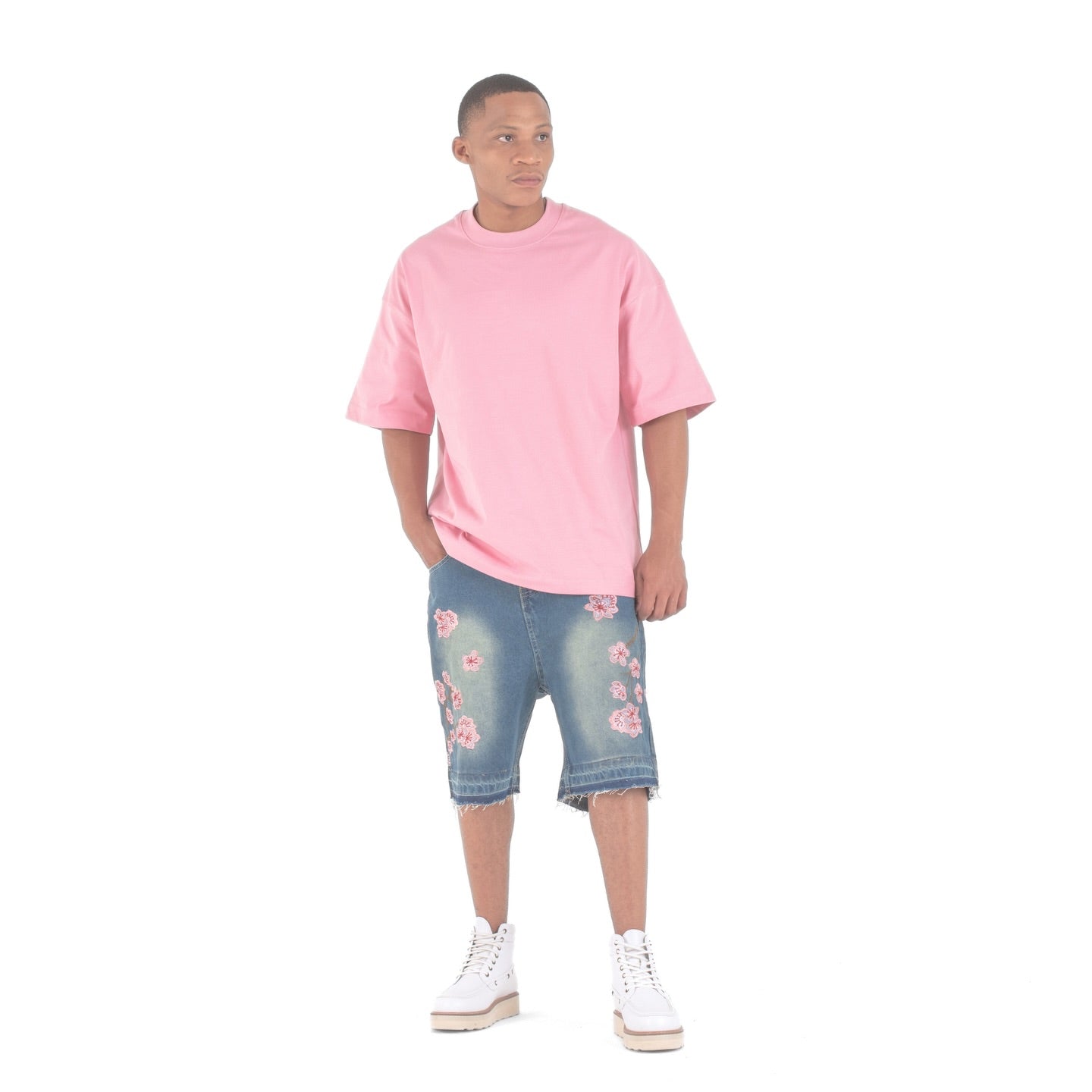 Men's Blossom Stitch Denim Shorts