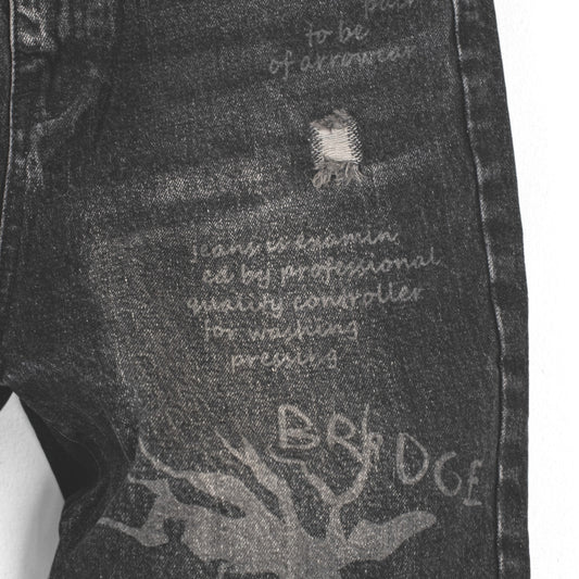 Distressed Black Denim Shorts