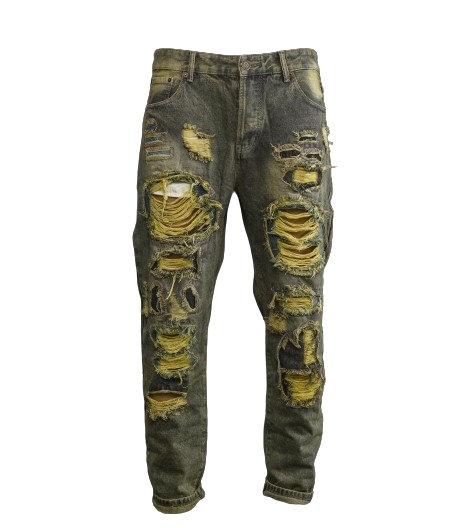 Men's Distressed Dirty Green Ripped Jeans – DC Desire