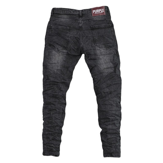 Purple Designer Black Distressed Denim Jeans