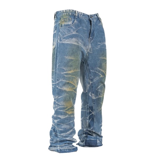Men's Bagged Denim Acid Washed Jeans
