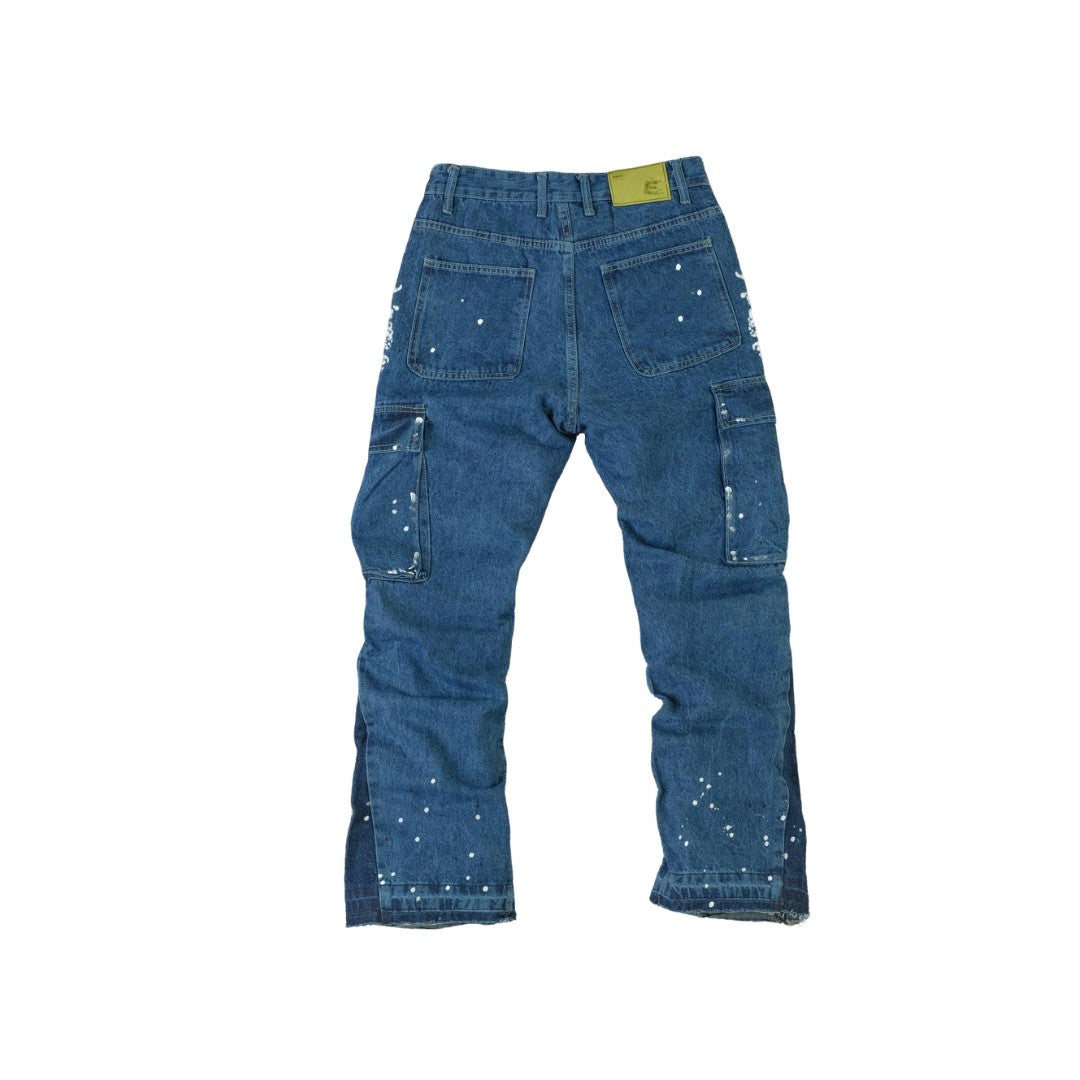 Men's Splatter Slim Flare Cargo Jeans