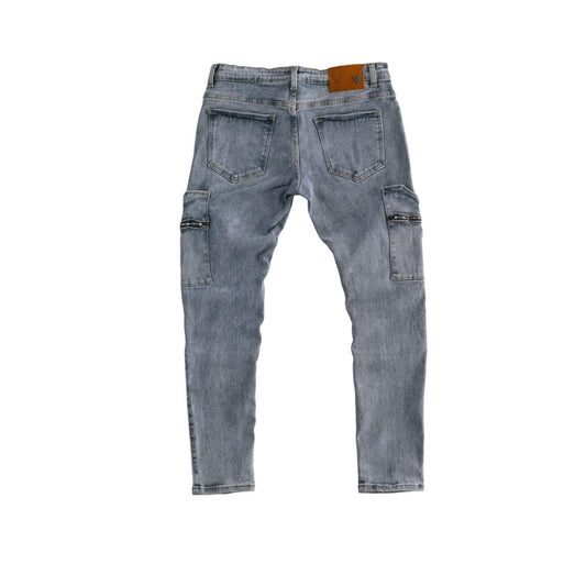 Men's Slim fit Utility Patchwork Cargo Denim Jeans