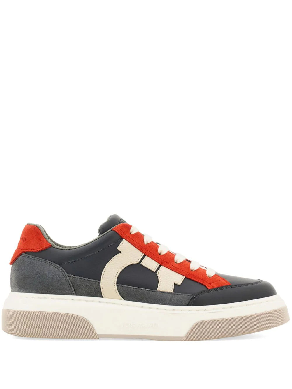 Ferragamo 'cassina' Red/Black Leather Blend Sneakers