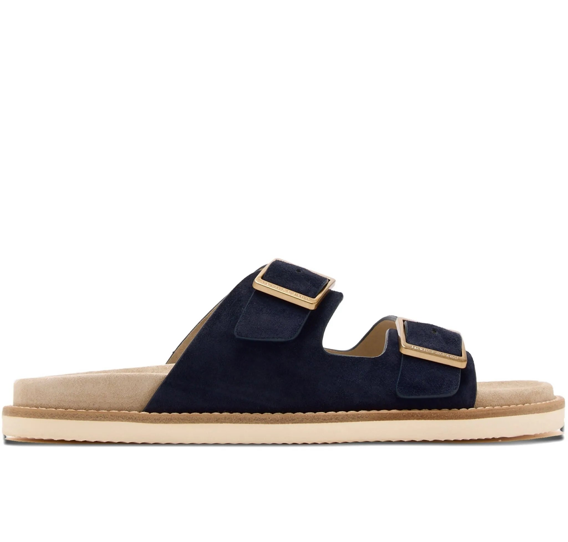Navy Brunello Cucinelli Double-Buckle Sandals