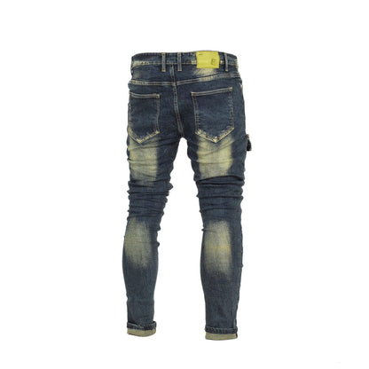 Slim-Fit Distressed Cargo Jeans