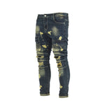 Slim-Fit Distressed Cargo Jeans