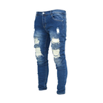 Men's Navy Blue Denim Ripped Jeans