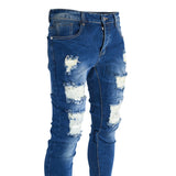 Men's Dark Blue Skinny Ripped Jeans