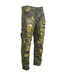 Men's Distressed Dirty Green Ripped Jeans