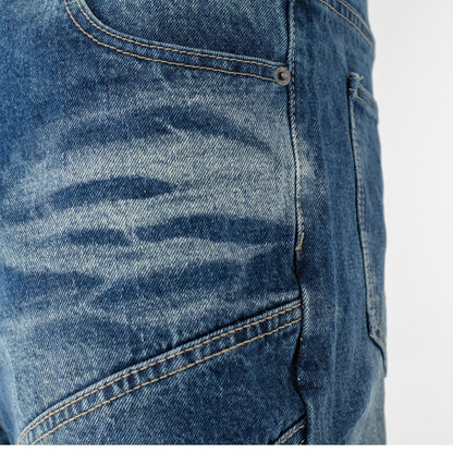 Men's Washed Blue Wide Fit Denim Pants