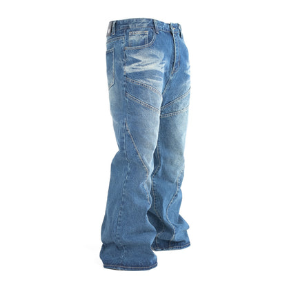 Men's Washed Blue Wide Fit Denim Pants
