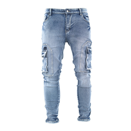 Men’s Light Wash Cargo Jeans