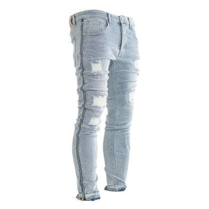Men's Distressed Ice-Blue Skinny Denim