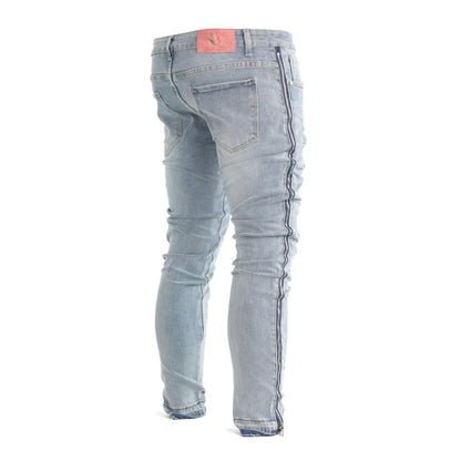 Men's Distressed Ice-Blue Skinny Denim