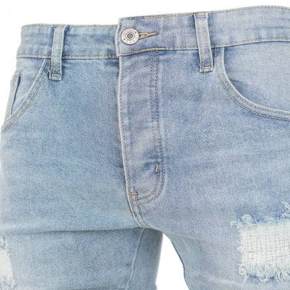 Men's Distressed Ice-Blue Skinny Denim
