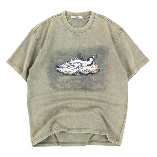 Green  Vintage Sneaker Graphic T-shirts