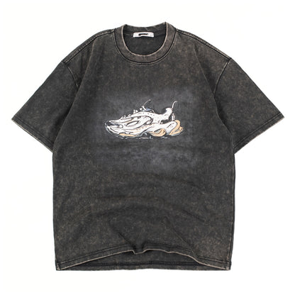 Black Vintage Sneaker Graphic T-shirts