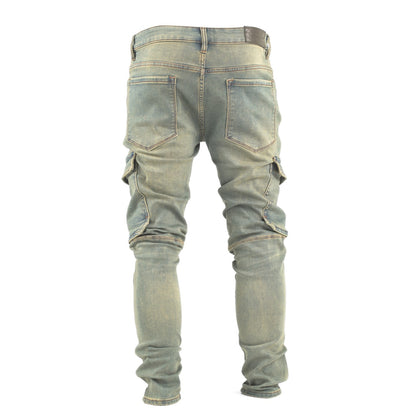 Light Wash Cargo Denim Jeans
