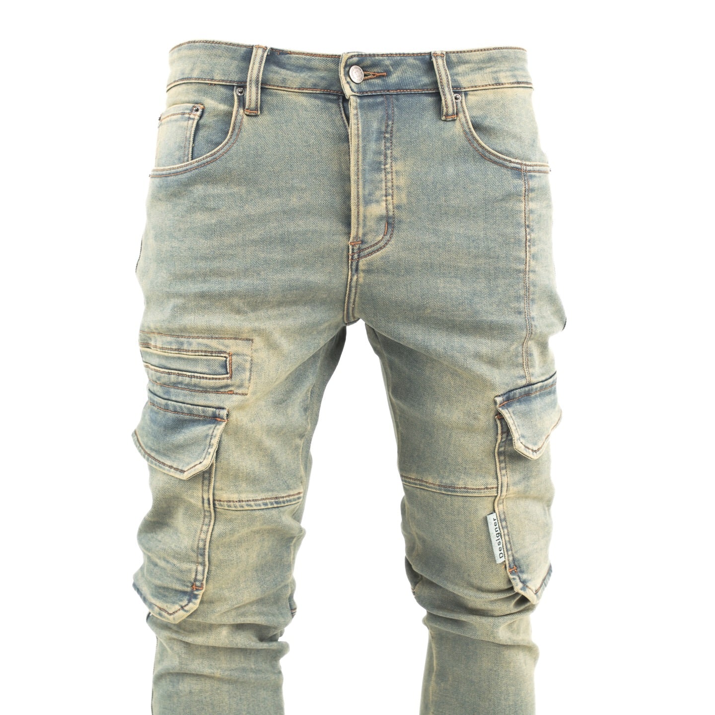 Light Wash Cargo Denim Jeans