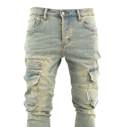 Light Wash Cargo Denim Jeans