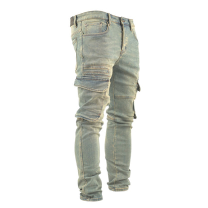 Light Wash Cargo Denim Jeans