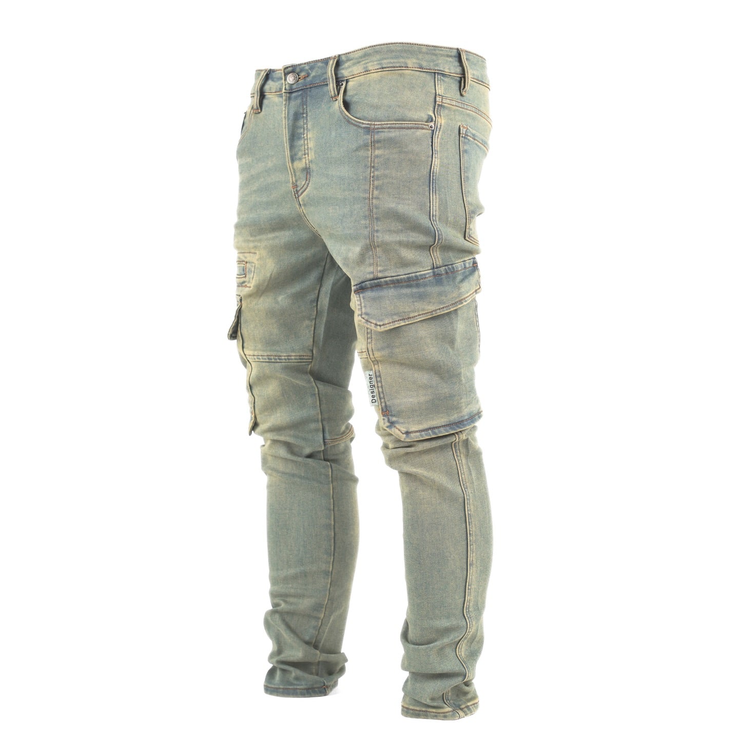 Light Wash Cargo Denim Jeans
