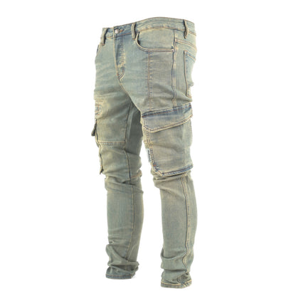 Light Wash Cargo Denim Jeans