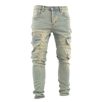 Light Wash Cargo Denim Jeans