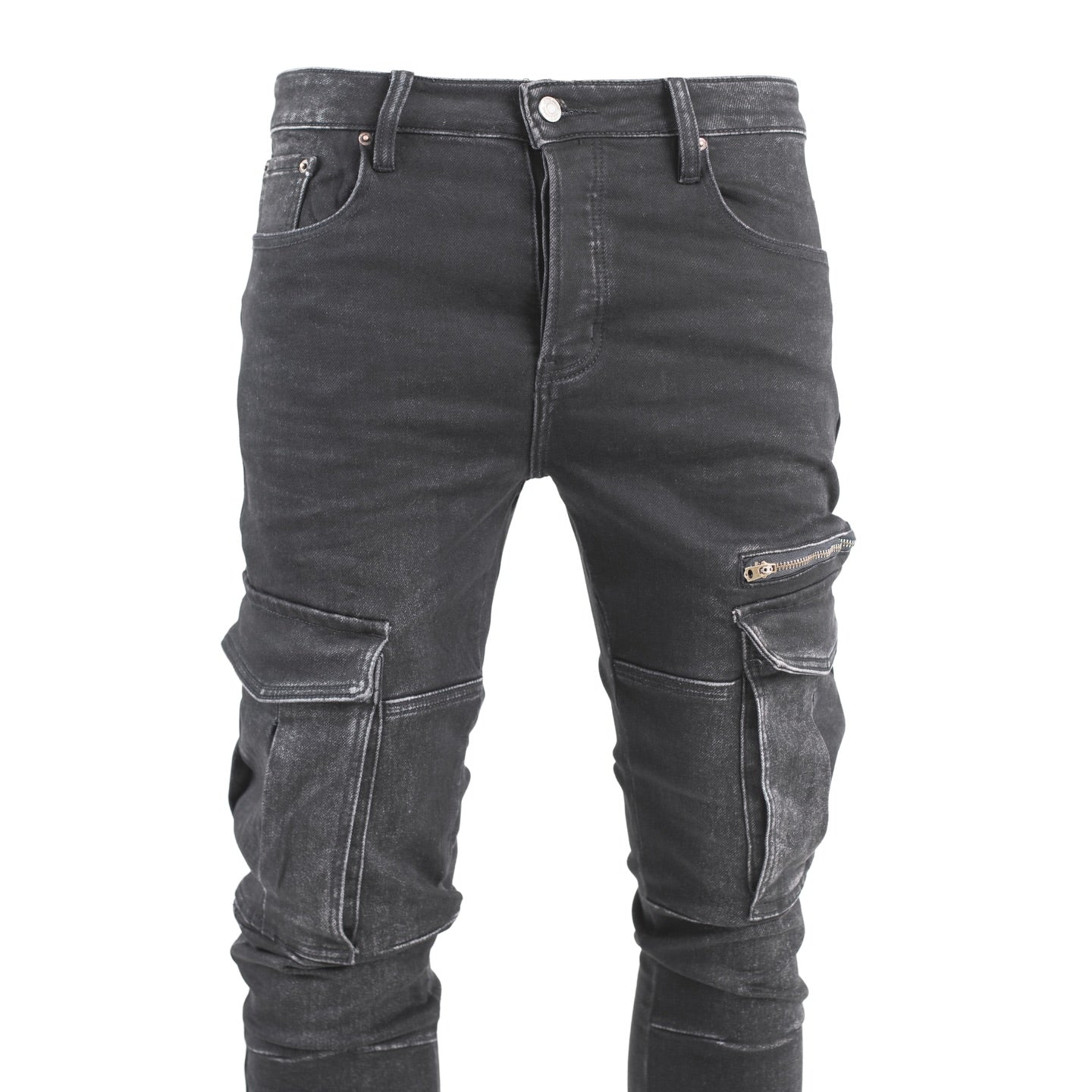 Faded Black Cargo Jeans
