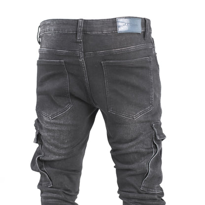 Faded Black Cargo Jeans