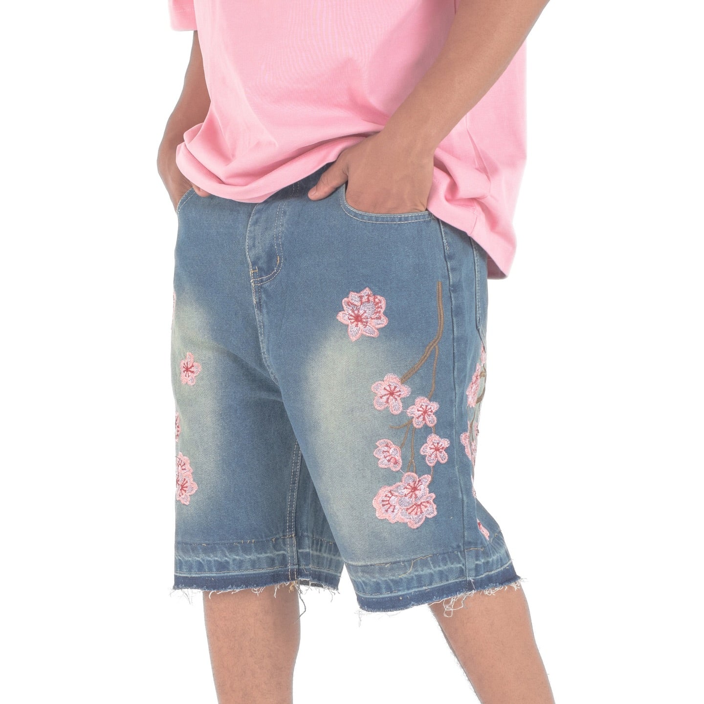 Men's Blossom Stitch Denim Shorts