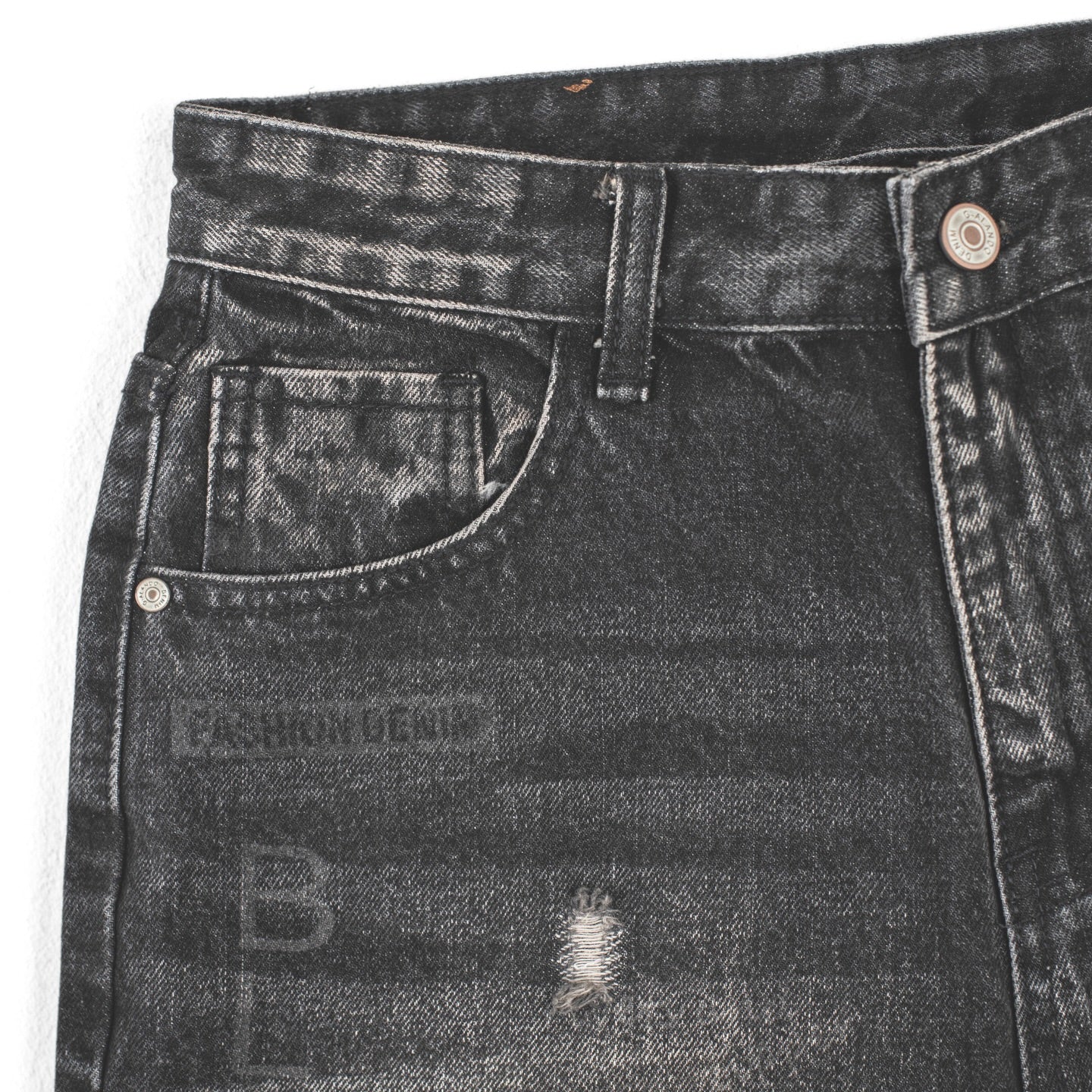 Distressed Black Denim Shorts