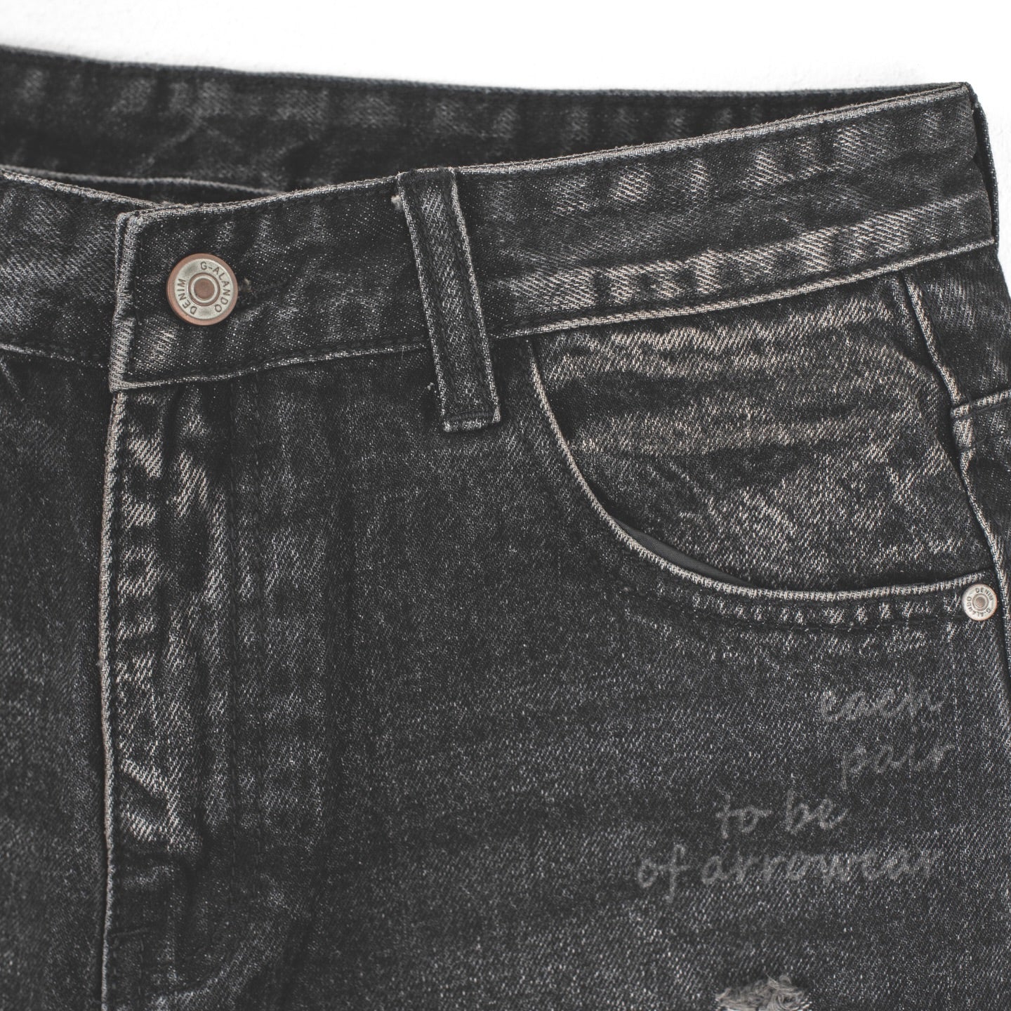 Distressed Black Denim Shorts