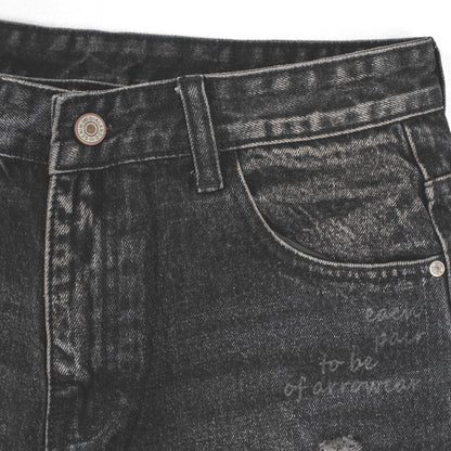 Distressed Black Denim Shorts