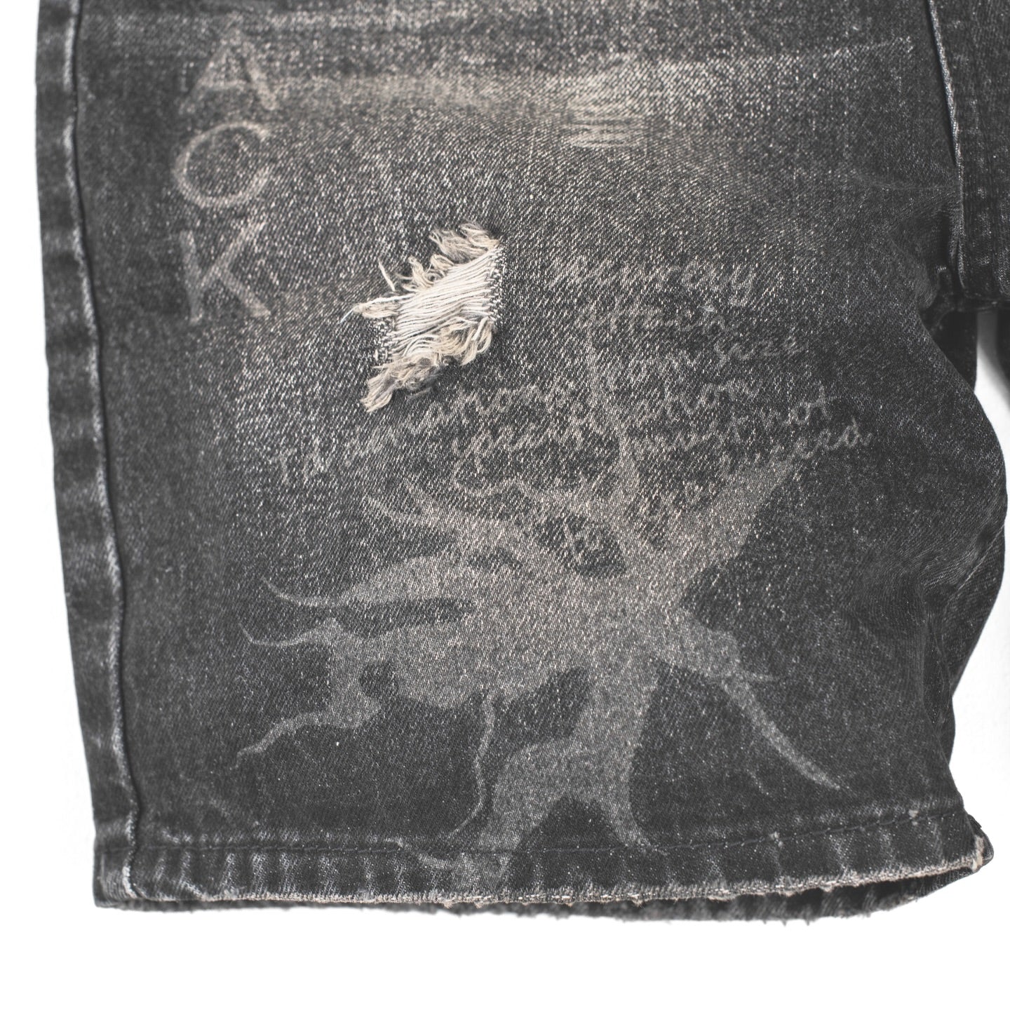 Distressed Black Denim Shorts