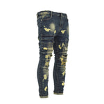 Slim-Fit Distressed Cargo Jeans