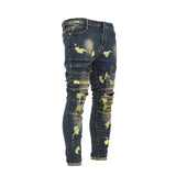 Slim-Fit Distressed Cargo Jeans