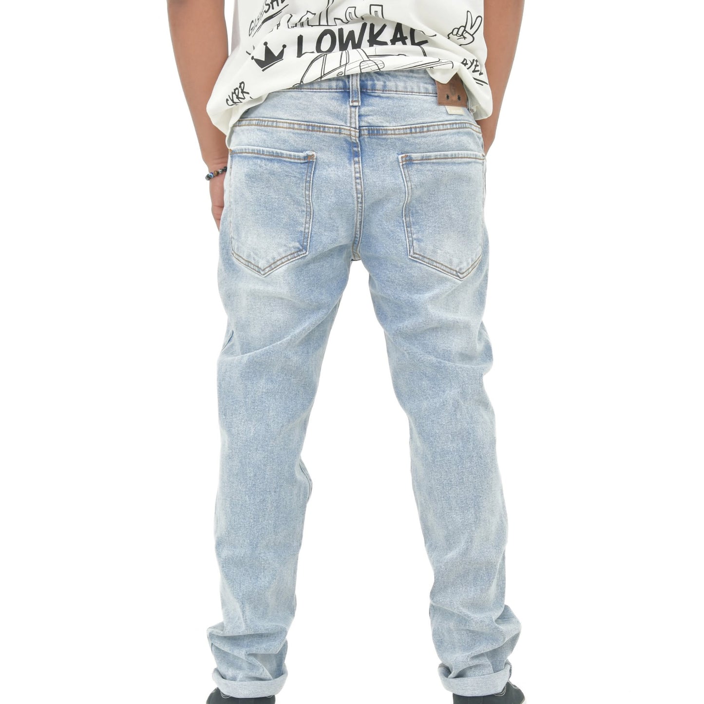 Men’s Light Blue Distressed Slim-Fit Jeans