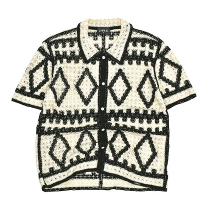 Men's Black/Cream Contrast Diamond Knit Shirt