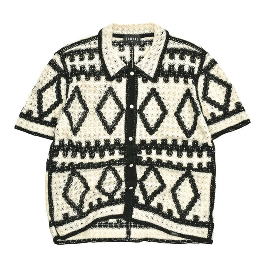 Men's Black/Cream Contrast Diamond Knit Shirt