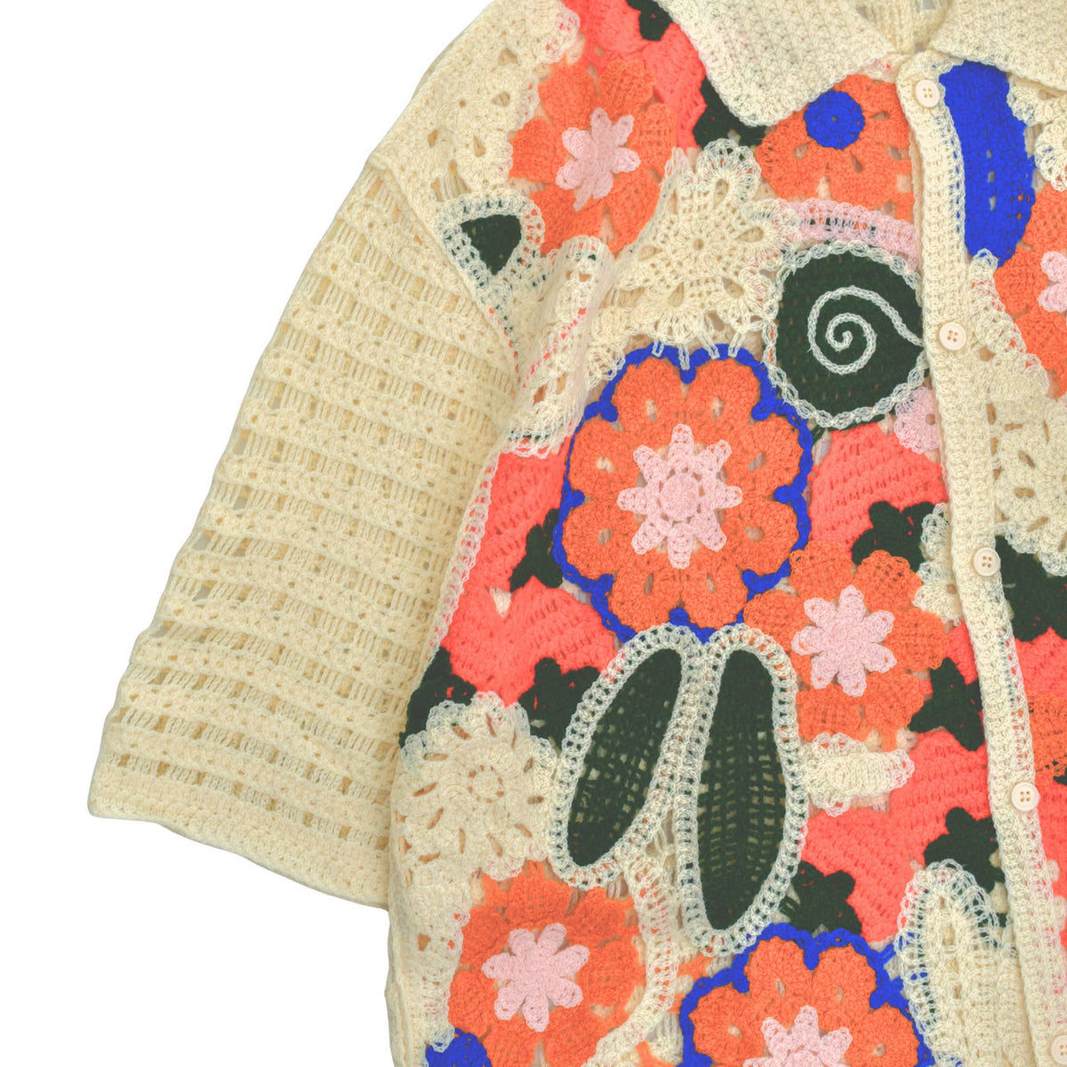 Men's Retro Bloom Crochet Shirt