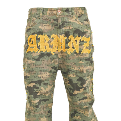 Men's Camo Script Flare Jeans
