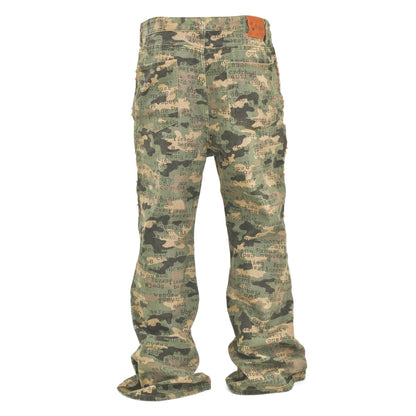 Men's Camo Script Flare Jeans