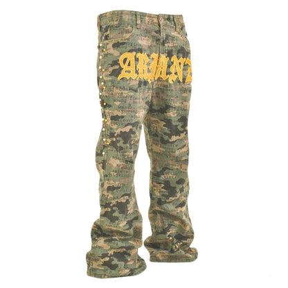 Men's Camo Script Flare Jeans