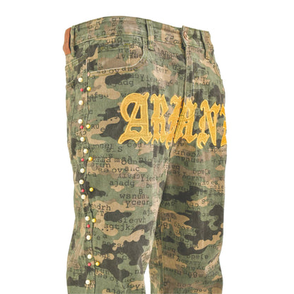 Men's Camo Script Flare Jeans