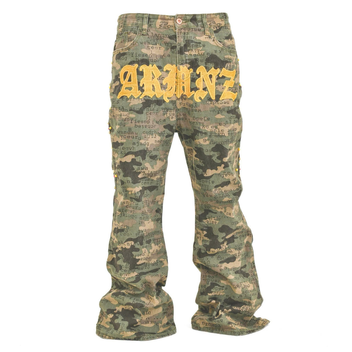 Men's Camo Script Flare Jeans